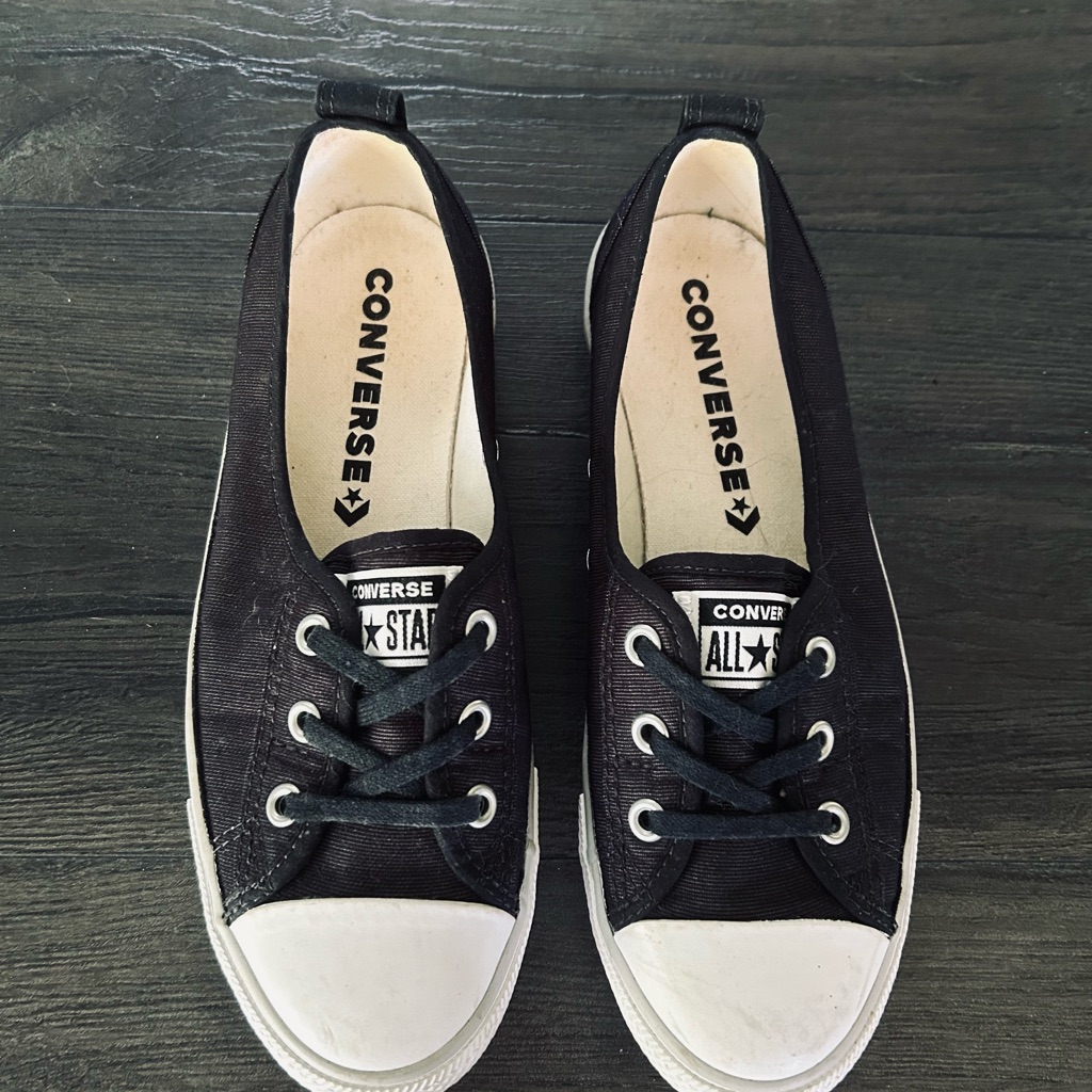 Converse Black And White Sneakers With Canvas Upper And Rubber Toe Cap